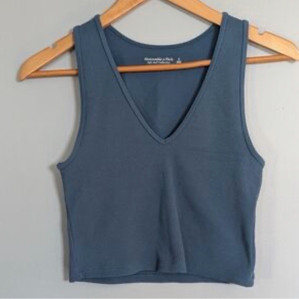 Abercrombie & Fitch Slate Blue V-Neck Tank Top